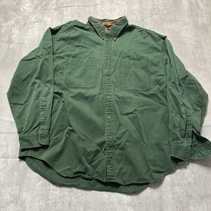 Adirondack Shirt Men XXL Green Long Sleeve Button Down Mountain 100%Cotton